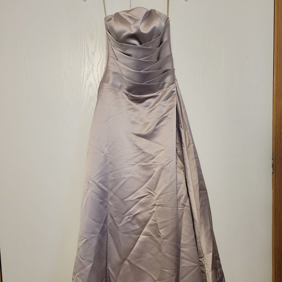 Formal Prom Dress Slate Gray Satin - Picture 1 of 5